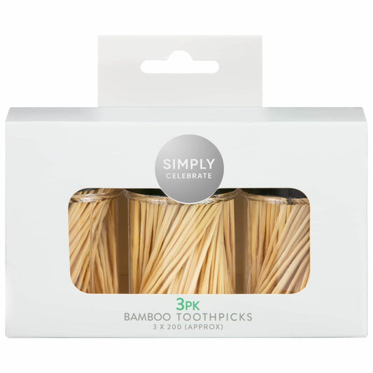 Bamboo Toothpicks 3 Pack 200 Pieces Party Table Essentials