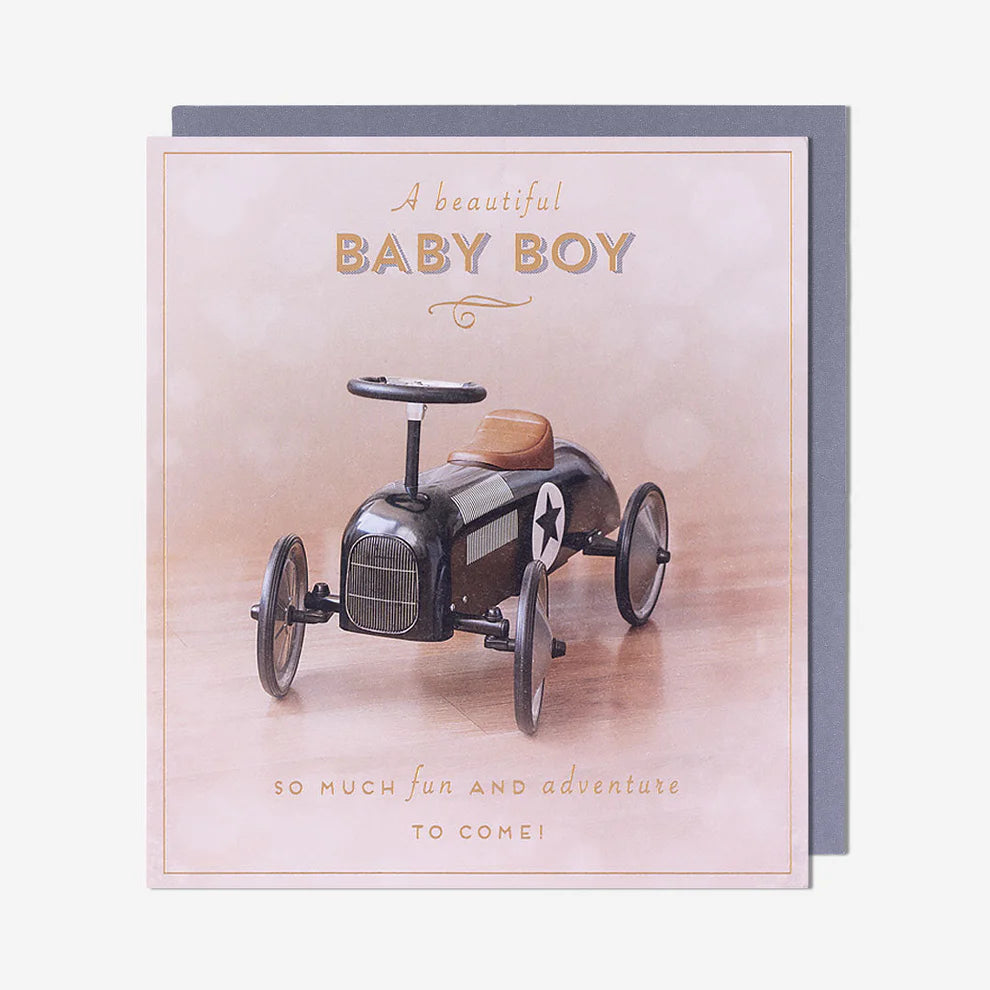 Welcome Little One Cute Car New Baby Boy Card