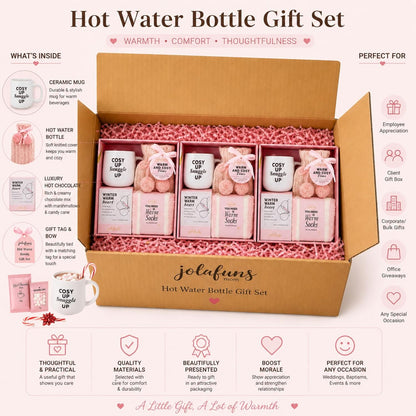 Hot Water Bottle Gift Set Box of 3 Cozy Winter Hamper Pack