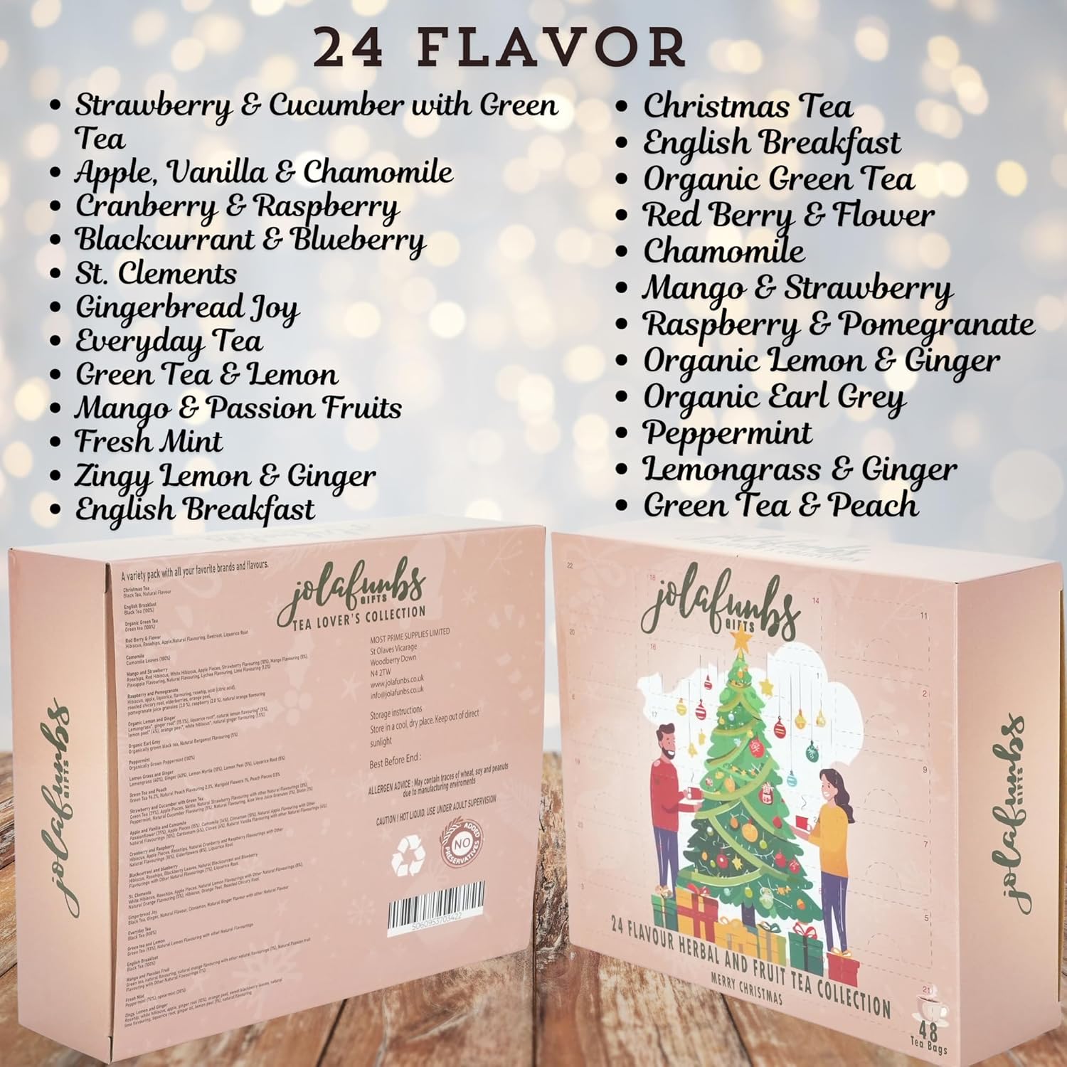 Christmas tea countdown calendar for women, men, and grandparents