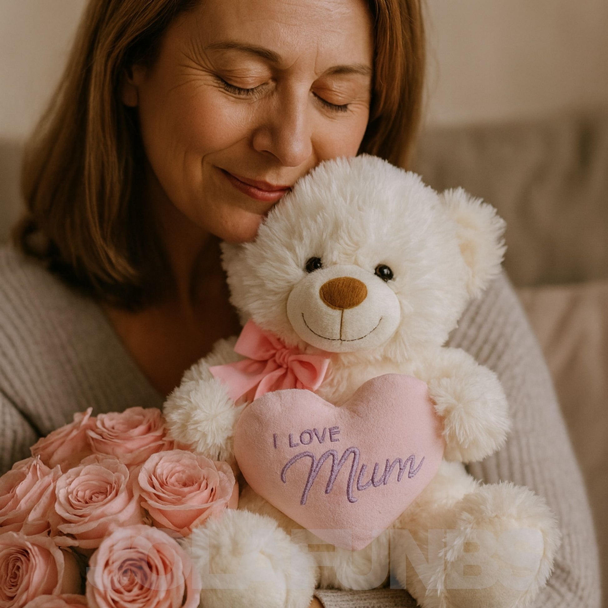 Cute Mothers Day teddy bear plush toy gift with card