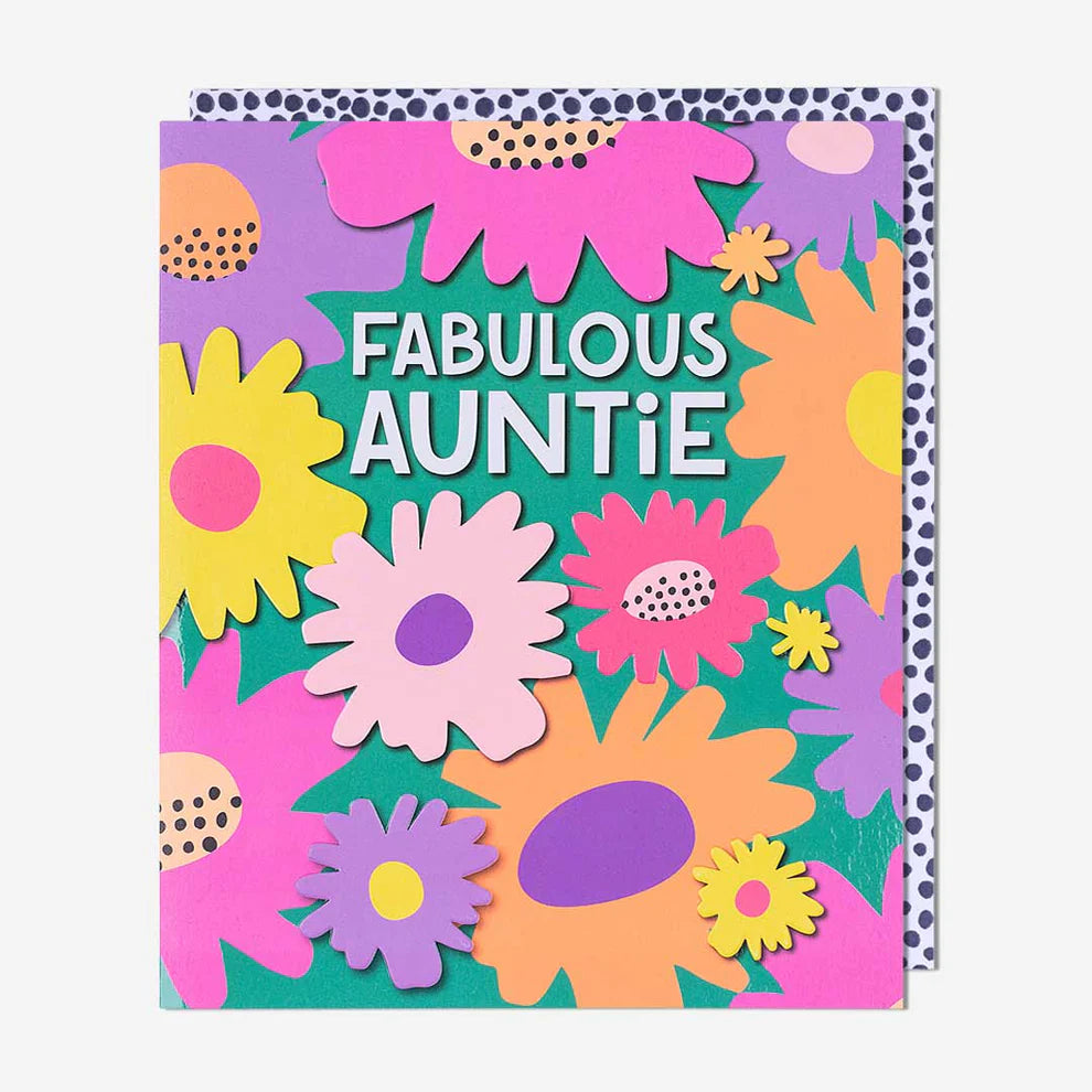 Fab Auntie green floral birthday card, a trend birthday card perfect for those searching for greeting cards near me and birthday card greeting cards.