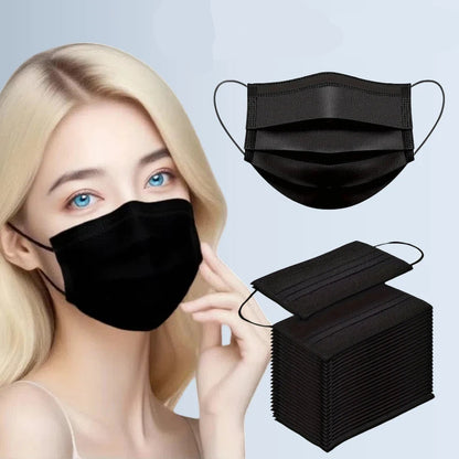 Unisex black disposable face mask