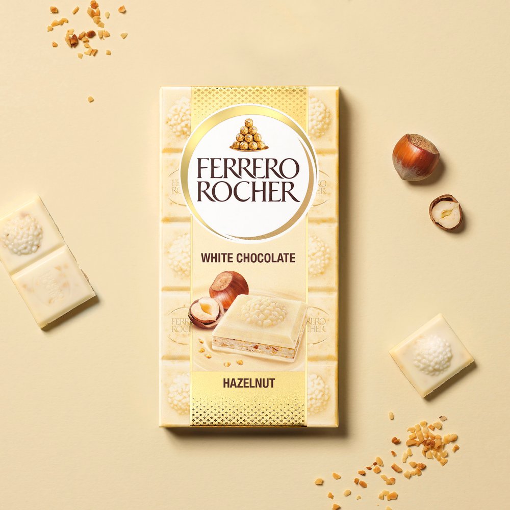 Ferrero Rocher White Chocolate Hazelnut Bar 90g x12