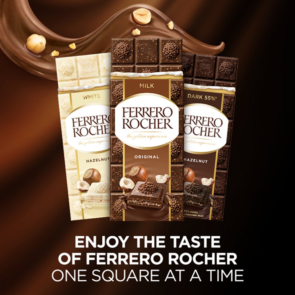 Ferrero Rocher White Chocolate Hazelnut Bar 90g x12