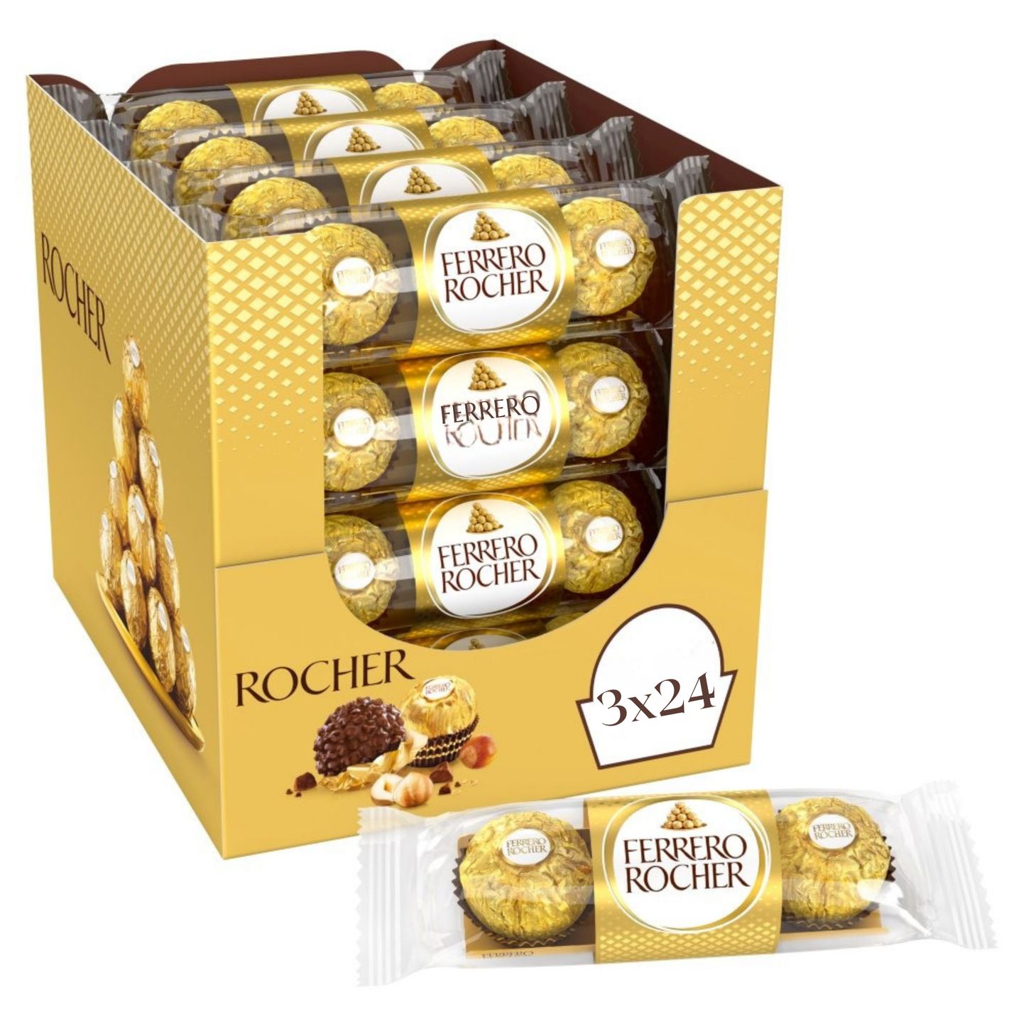 Ferrero Rocher Milk Chocolate Pralines 3 Pieces 37.5g Gift Treat