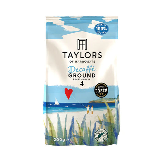  Taylors Decaffe Ground Coffee 200g dark roast pack.