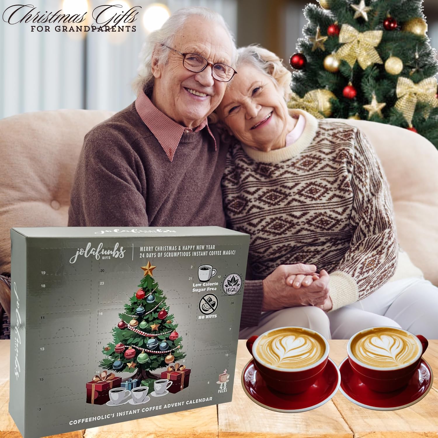 Low-calorie gluten-free advent calendar with coffee sachets