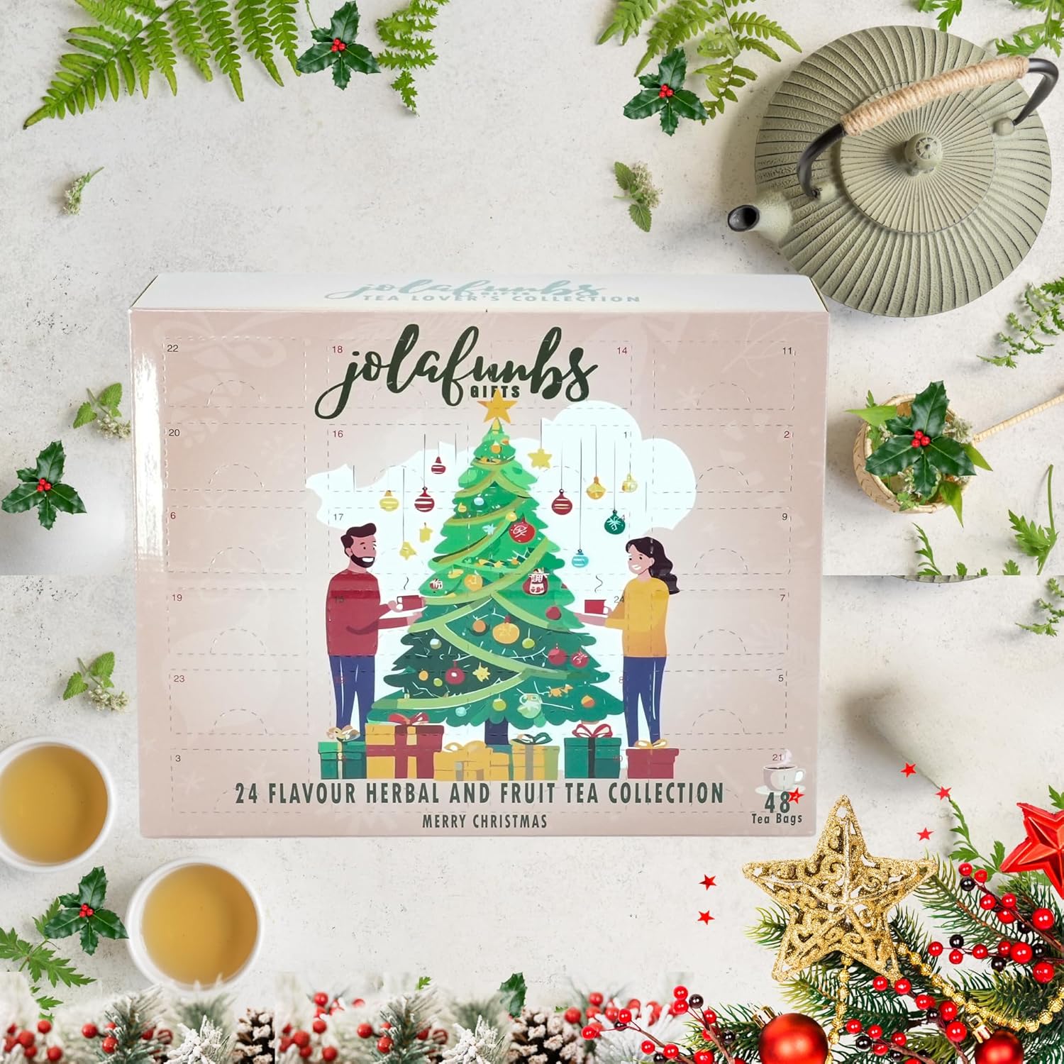 Vegan and herbal tea advent calendar for holiday gifting