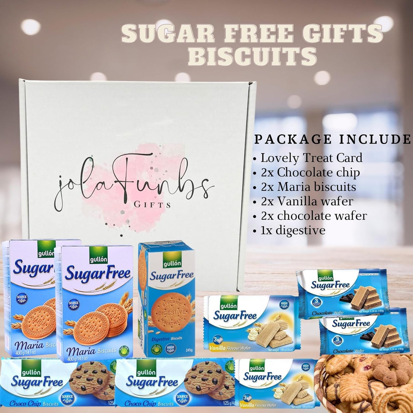 Gullon Sugar Free Biscuits Care Package Food Gifts Hamper Box