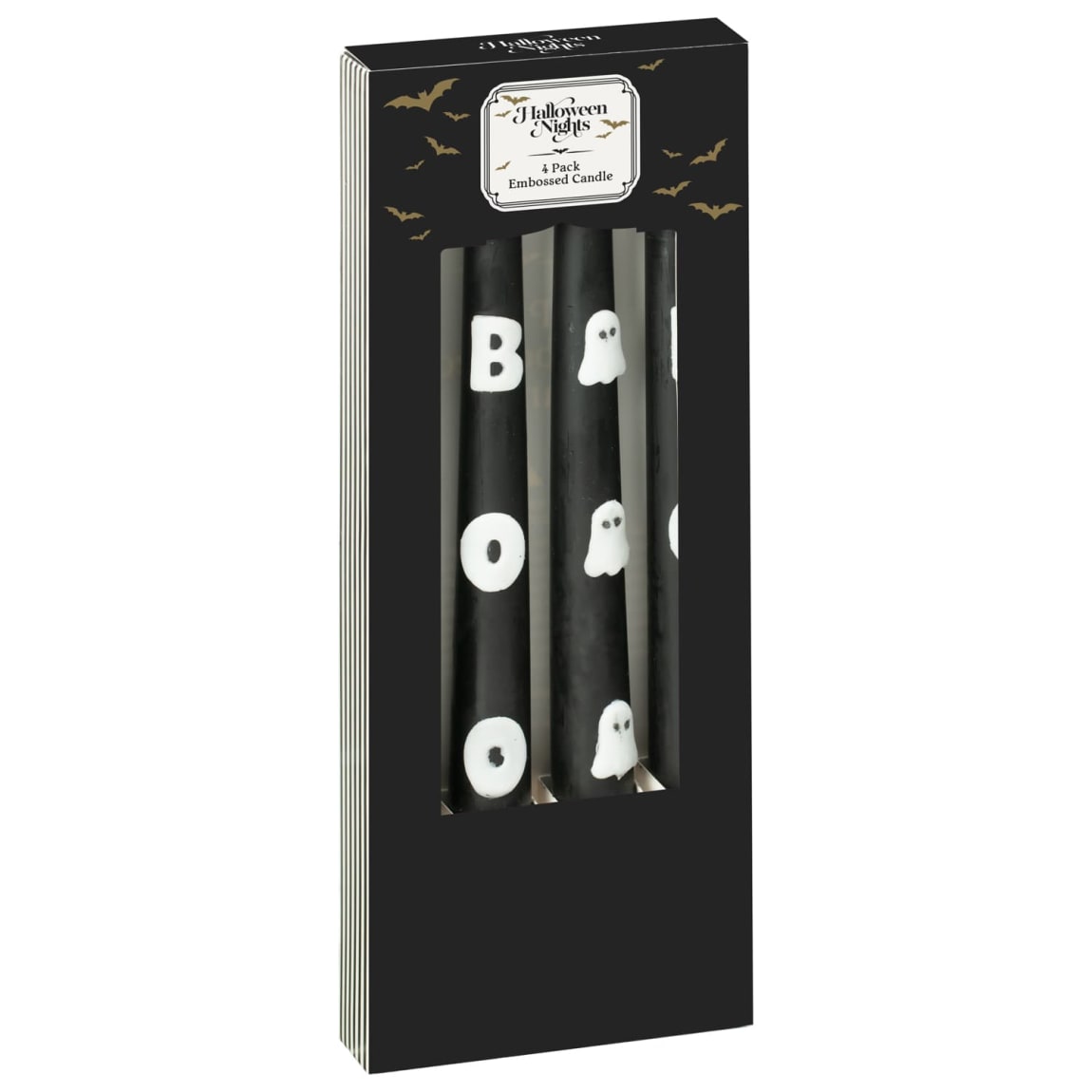 Halloween Nights Embossed Candle 4pk for festive décor