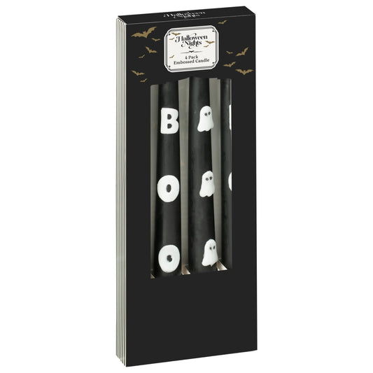 Halloween Nights Embossed Candle 4pk for festive décor