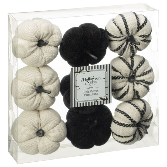 Halloween Nights Velvet Pumpkins 9pk for festive home décor