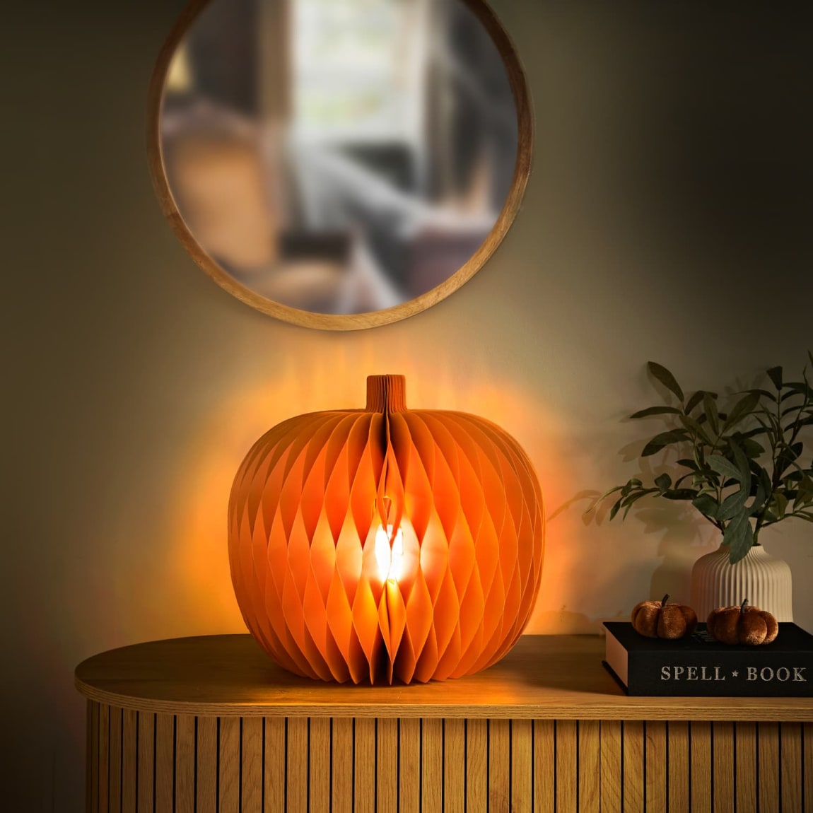 Harvest Home Light Up Paper Pumpkin 38x34cm for autumn décor