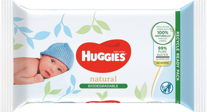 Huggies Natural Care, Baby Wipes - 12 Packs (576 Wipes Total) - Biodegradable Wet Wipes in Recyclable Packaging - 99 Percent Pure Water and Fragrance Free

