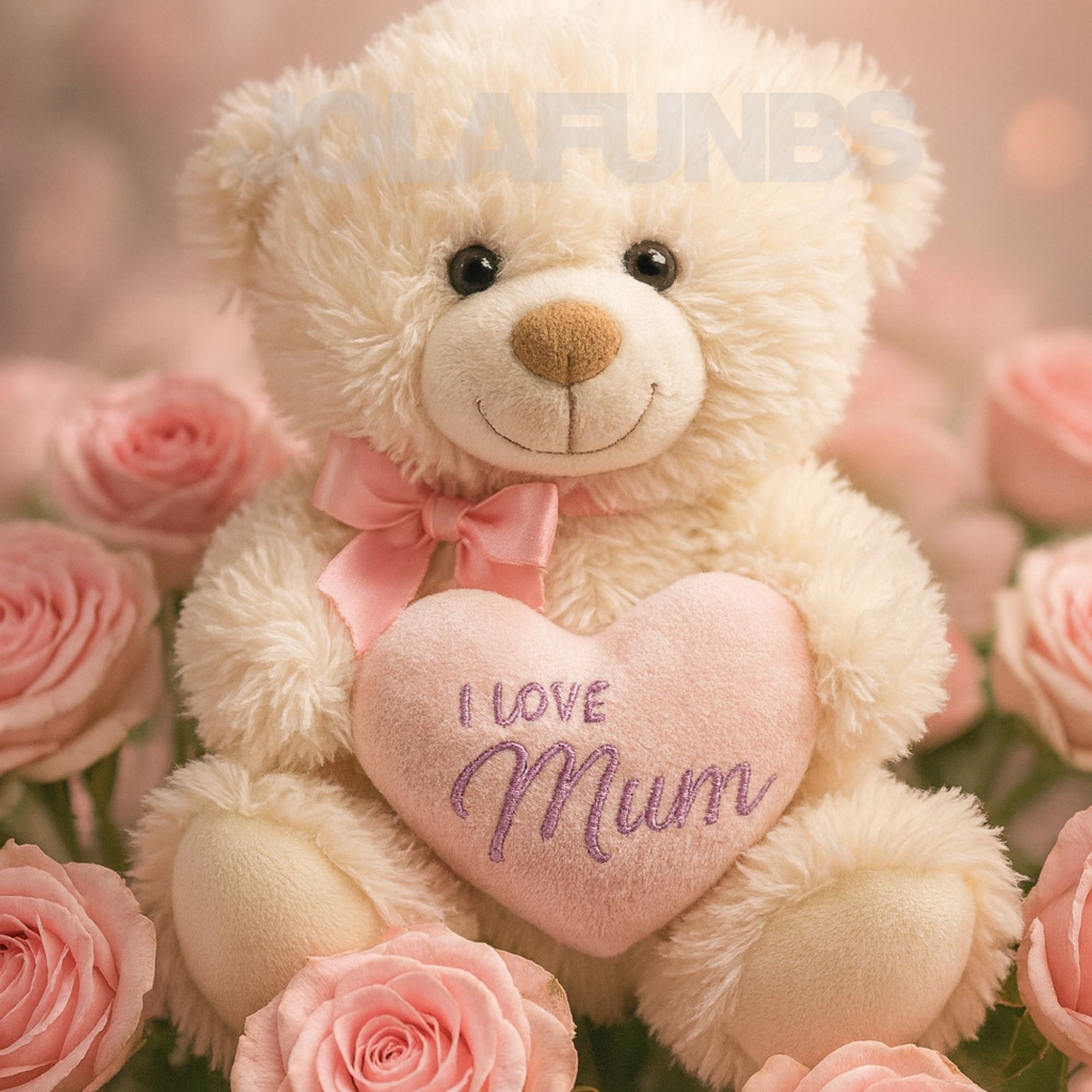 Small teddy bear with embroidered heart for mum or grandma