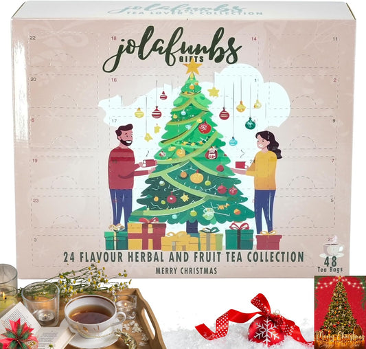 JOLAFUNBS Tea Advent Calendar 2025 with 24 fruit and herbal tea sachets