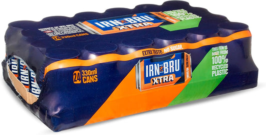 IRN-BRU XTRA 24 pack zero sugar fizzy drink cans 330ml