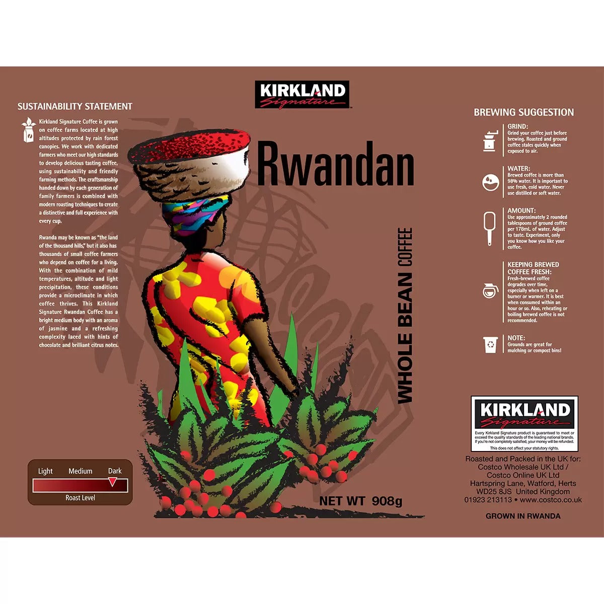 Kirkland Signature Rwandan Whole Bean Coffee, 907g