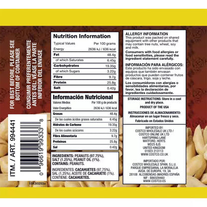 Kirkland Signature Super Extra-Large Roasted & Salted Peanuts, 1.13kg back