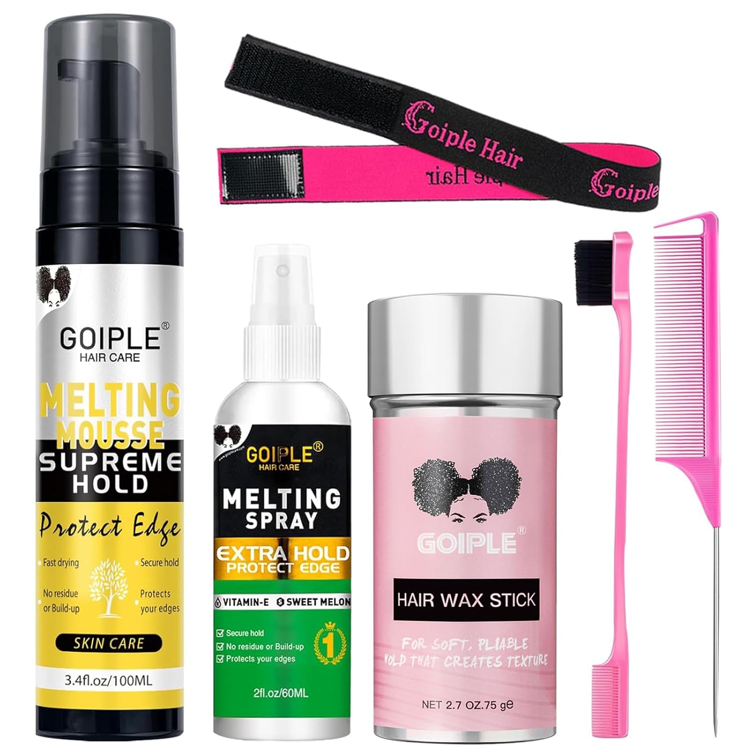 Lace Melting Mousse Kit for Lace Front Wigs | Wig Adhesive Spray & Styling Set