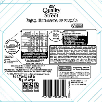 Nestle Quality Street Tin, back