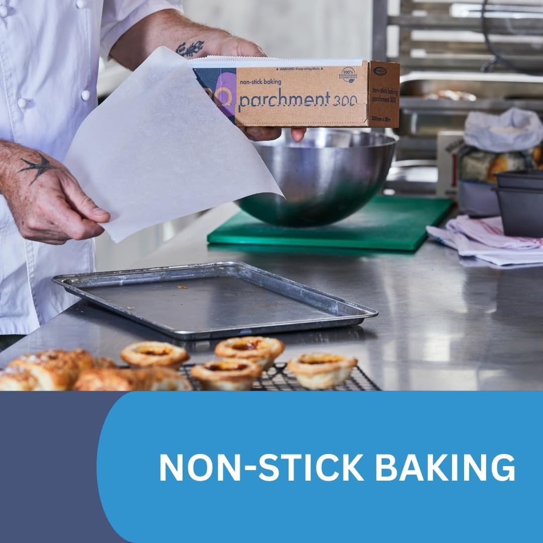 Non-stick silicone coated baking paper from PROWRAP. A parchment paper alternative, ideal for baking and easy clean-up.