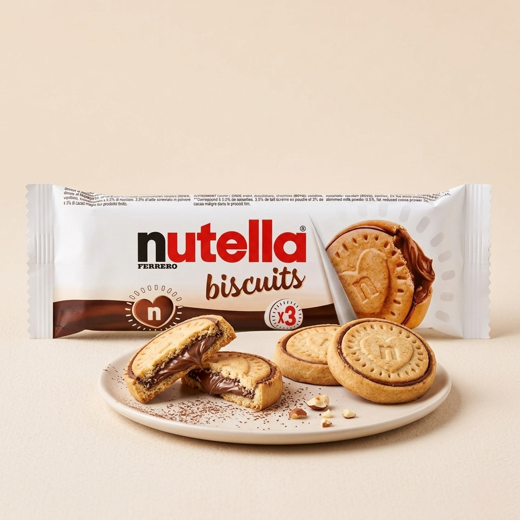 Nutella Biscuits 3 Pack 41.4g,  crispy golden-baked biscuits
