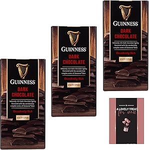 Pack of 3 Guinness Dark Chocolate Bars – Luxury Gift Box | Premium Chocolate Hamper for Men & Women | Perfect for Christmas, Birthdays, Easter, Valentine’s & Anniversaries
