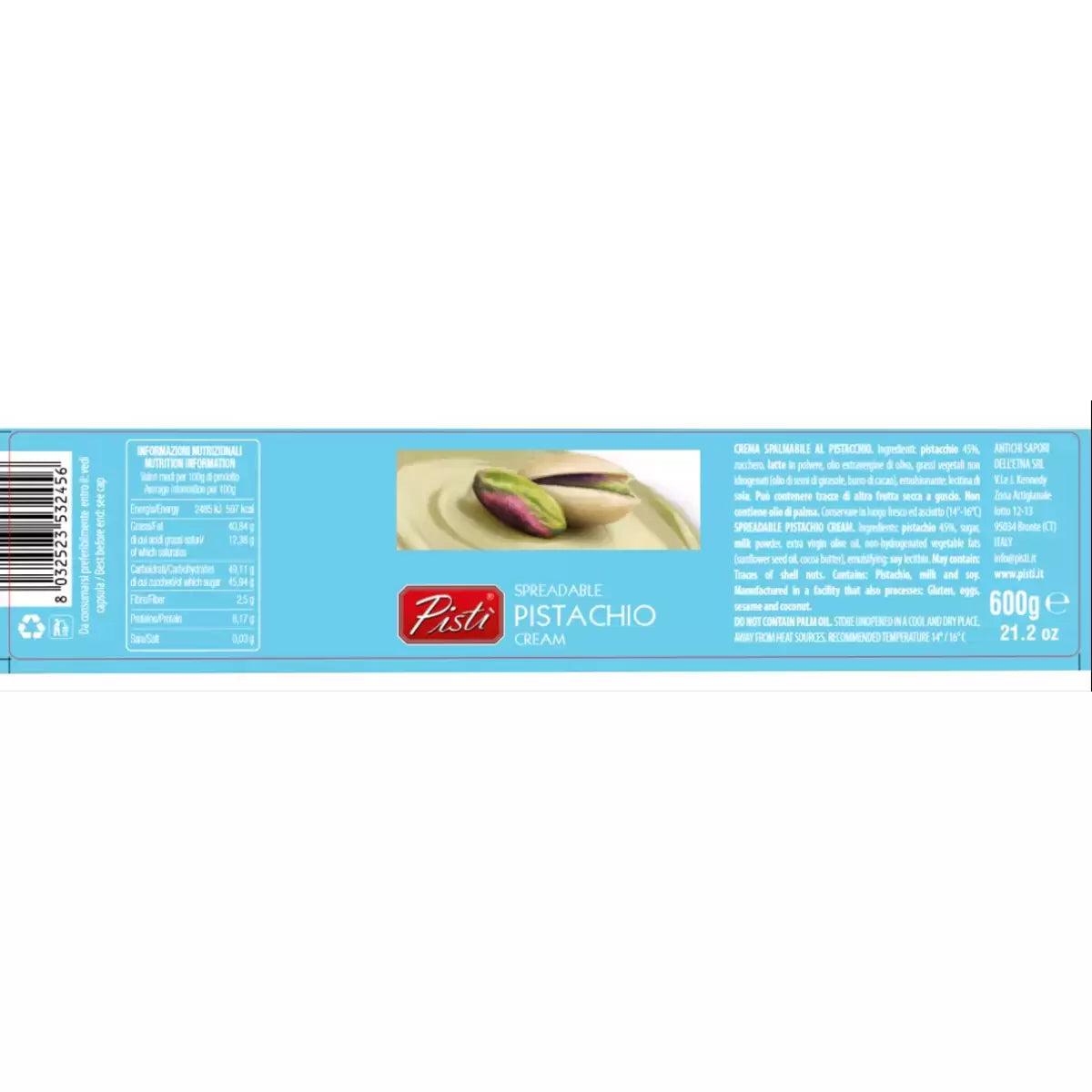 Pisti Sicilian Pistachio Cream Spread label