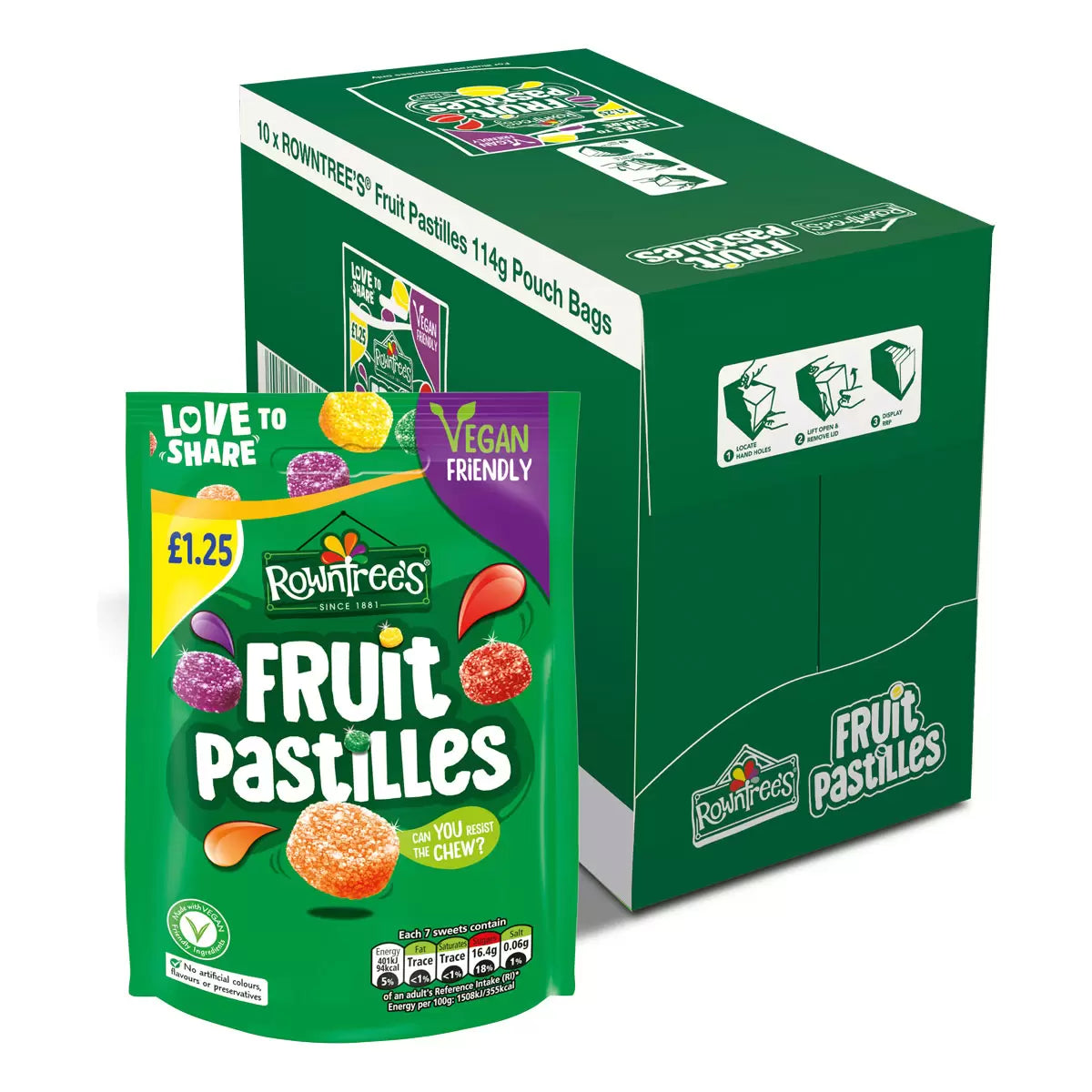 Rowntree's Fruit Pastilles PM £1.25, 10 x 114g
