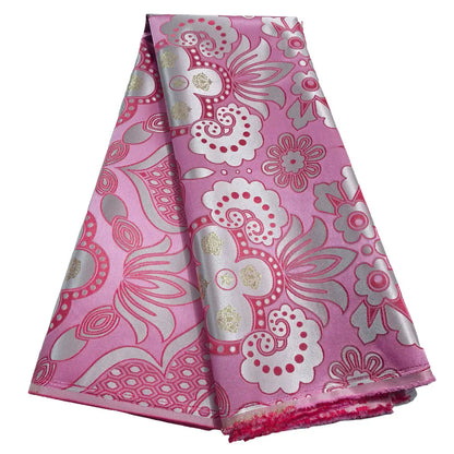 Damask lace fabric mix red 2.5 yards Nigerian women headtie