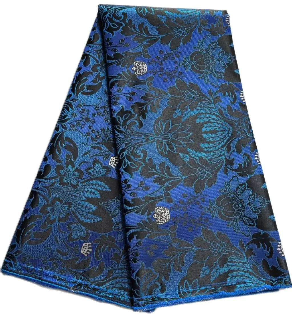 Nigerian lace fabric mix blue 5 yards jacquard ceremony gown