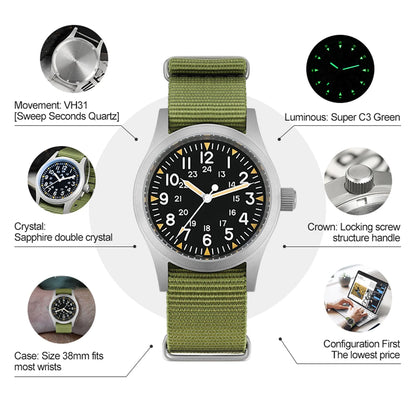 Militado ML05 Military Watch 38mm Sapphire Quartz