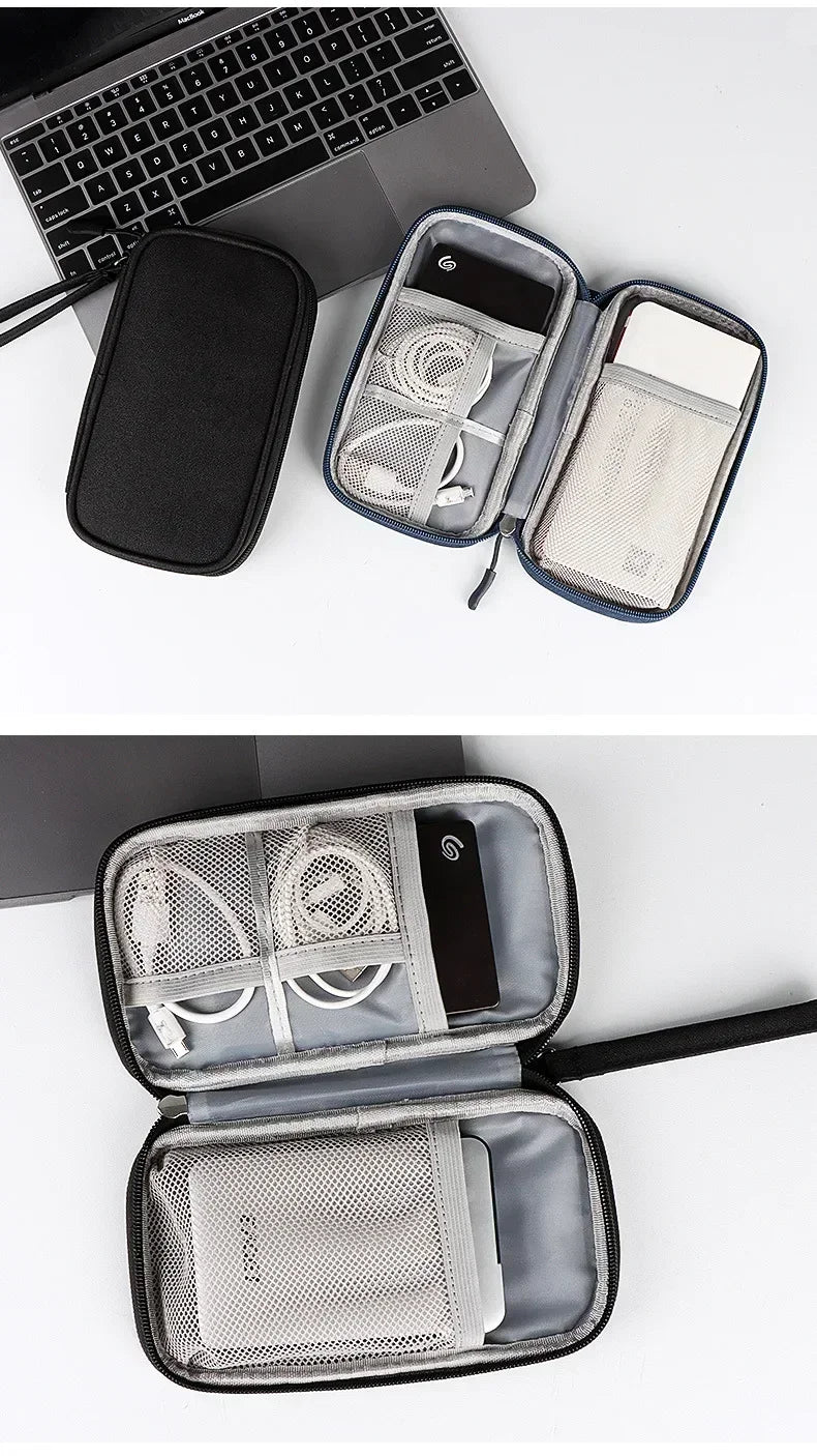 Reusable cable organiser bag for home and office electronics