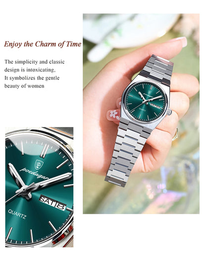 Poedagar Women's Elegant Quartz Watch 35mm Stainless Steel