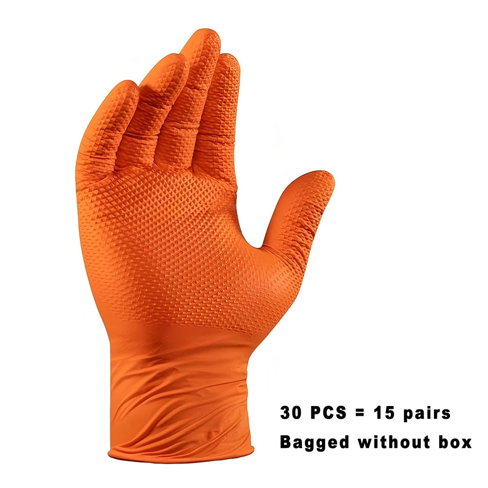 Black orange nitrile gloves colour options M L XL sizes