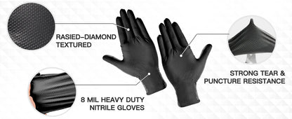 8mil black nitrile gloves puncture resistant chemical protection