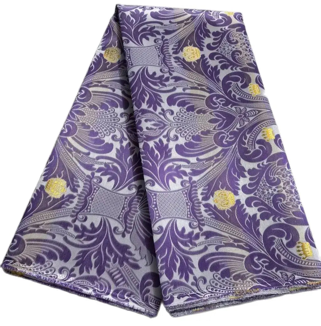 African brocade fabric light orange 2.5 yards headtie sewing