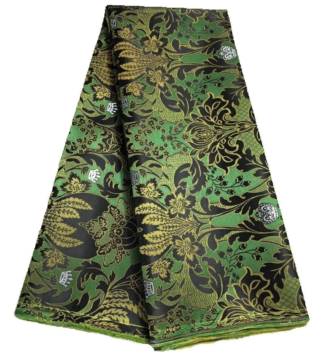 African jacquard brocade fabric gold mix white 5 yards ceremony