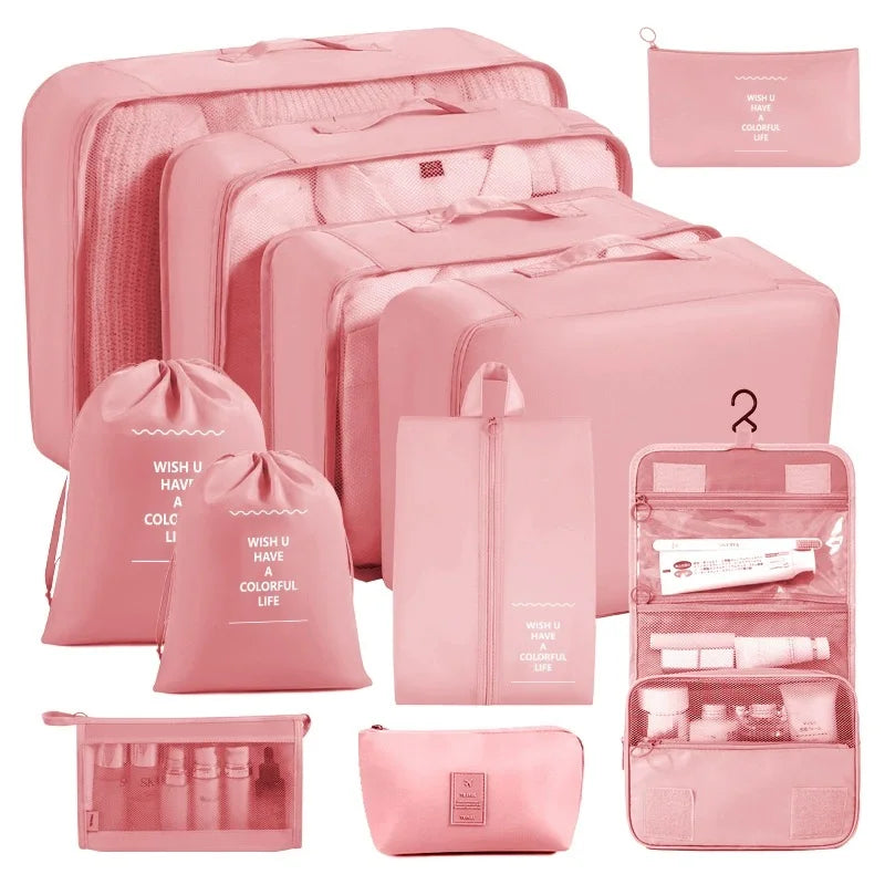 Travel packing cubes set for clothes, shoes and toiletries – suitcase organiser 22