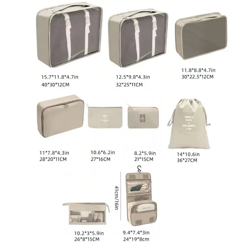 Travel packing cubes set for clothes, shoes and toiletries – clothes organiser 8