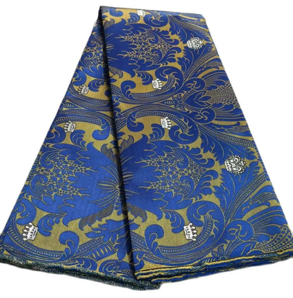 Jacquard brocade grey mix navy 2.5 yards Nigerian women fabric