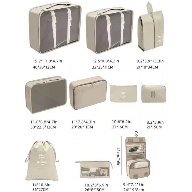 Travel packing cubes set for clothes, shoes and toiletries – shoe organiser 9
