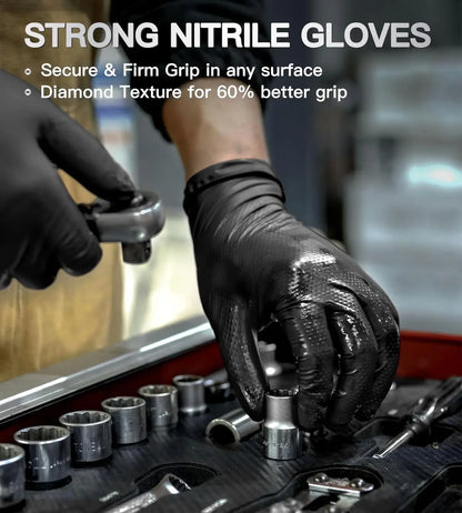 Heavy duty nitrile gloves wet oily surface grip demonstration