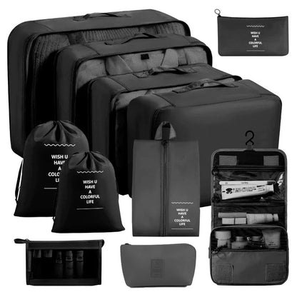 Travel packing cubes set for clothes, shoes and toiletries – suitcase organiser 27
