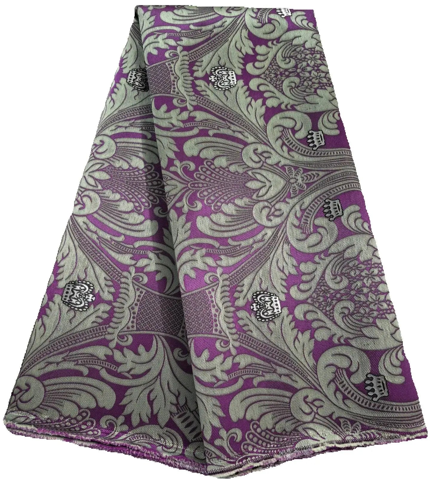 African fabric lemon green 2.5 yards brocade woven headtie