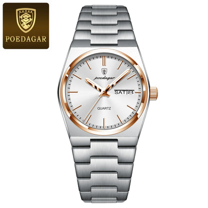 Poedagar Women's Elegant Quartz Watch 35mm Stainless Steel