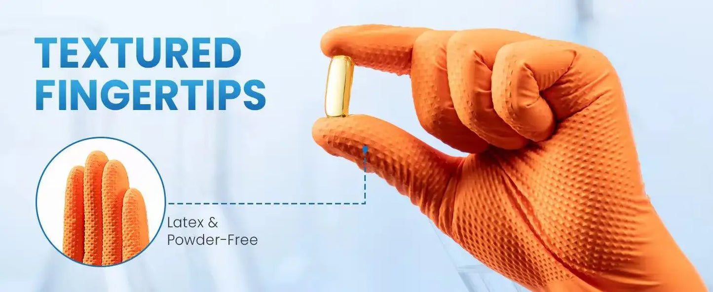 Orange nitrile gloves 50pcs heavy duty powder free latex free