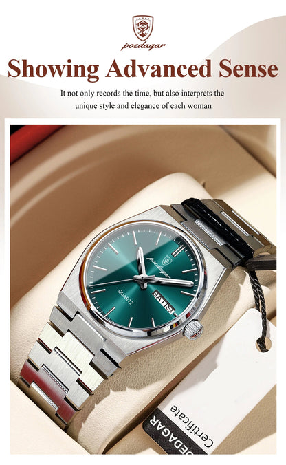 Poedagar Women's Elegant Quartz Watch 35mm Stainless Steel